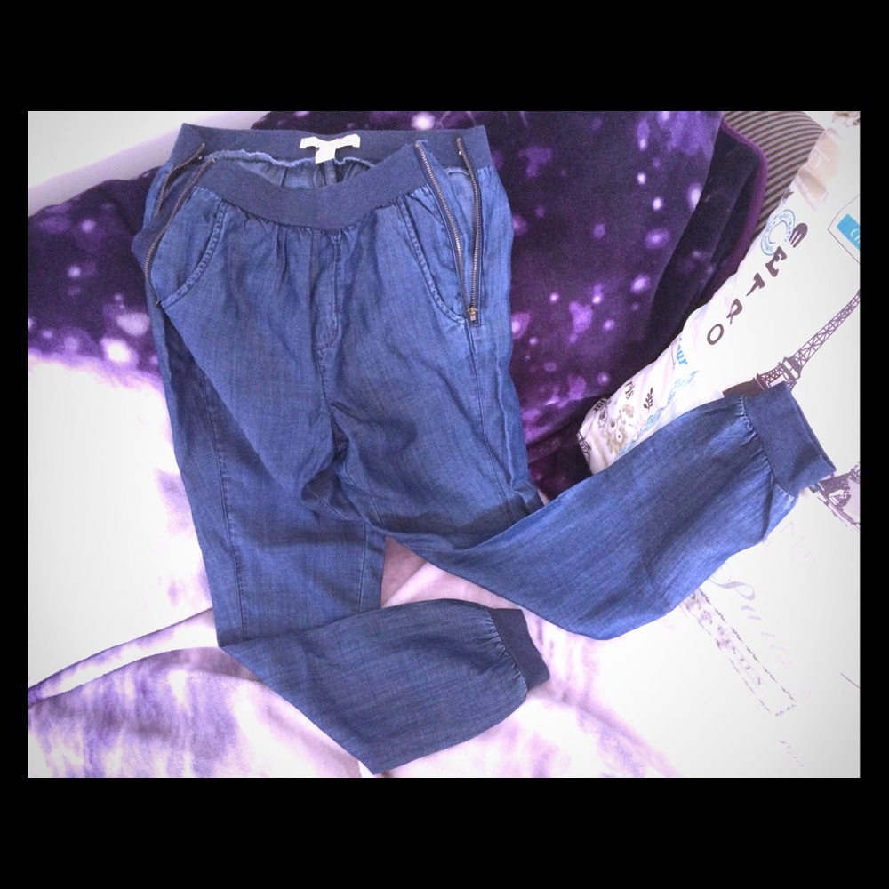 Joggers Life in Progress Forever 21 F21 XS Blue Chambray Premium Casual NWOT